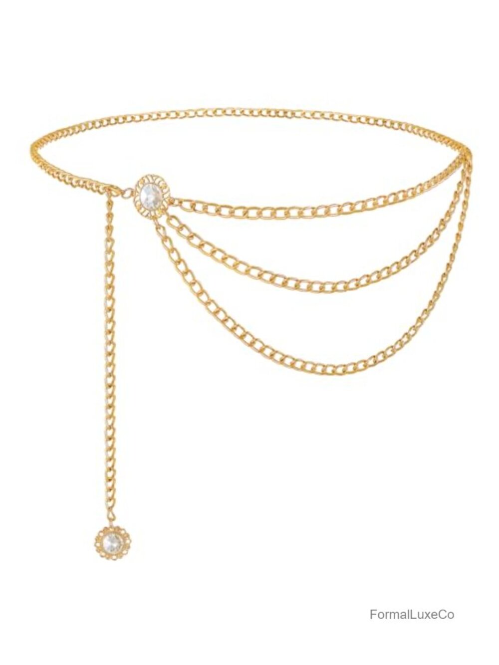 Layered Gold Metal Waist Chain Belt for Women Fashion Western Belly Belt Wrap